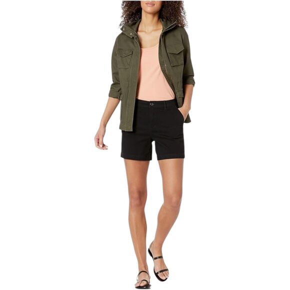 Amazon Essentials Mid-rise Slim Fit Black Khaki Shorts 5" inseam Women’s 4 - Picture 7 of 8